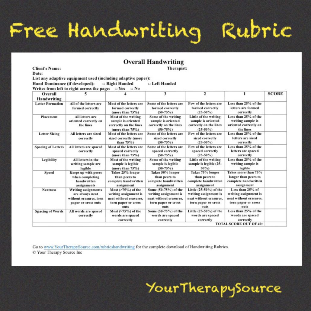 for assessment handwriting therapy occupational Source Rubric Your Handwriting Therapy Overall