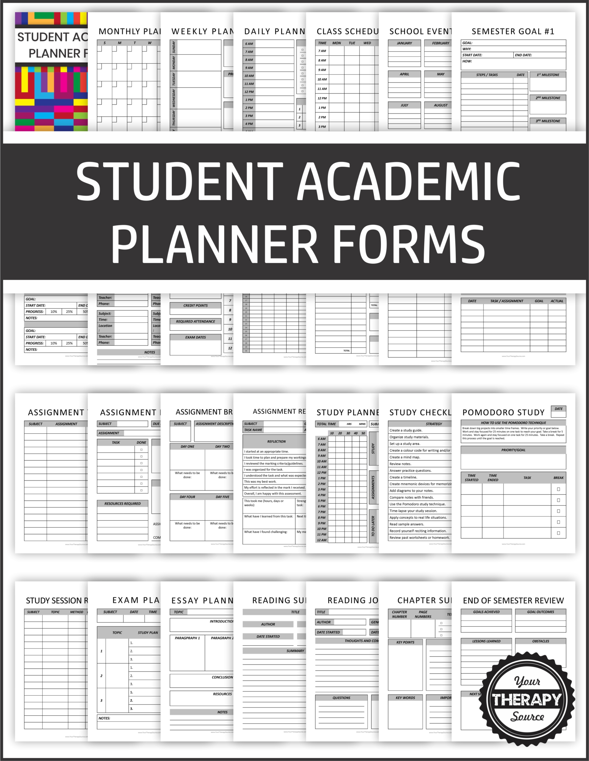 Student Planner PDF - Forms and Lists